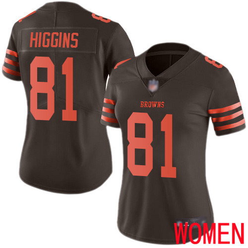 Cleveland Browns Rashard Higgins Women Brown Limited Jersey #81 NFL Football Rush Vapor Untouchable->women nfl jersey->Women Jersey